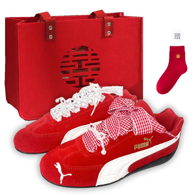 PUMA Speedcat Go Morning And Evening, Urban Chic Style Outfit Breathable Balance Low top Racing Shoes Unisex True Red