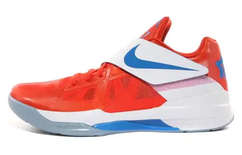 Nike KD 4 Slip Resistant Mid top Basketball Shoes Men's Orange Blue White