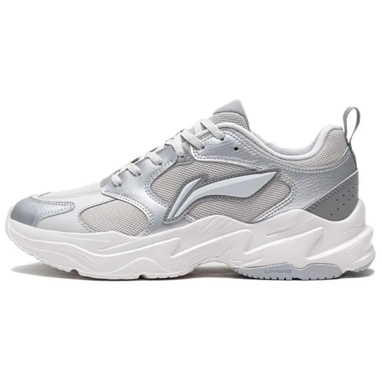 Li Ning Pulse Cushioning Slip Resistant Height Increasing Low top Chunky Sneakers Men's Silver Gray