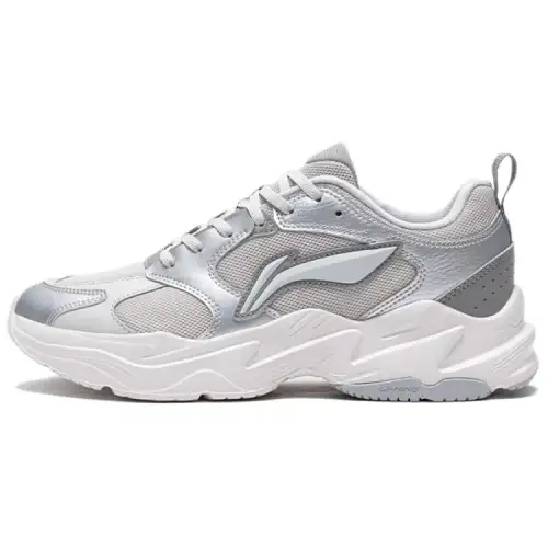 Li Ning Pulse Cushioning Slip Resistant Height Increasing Low top Chunky Sneakers Men's Silver Gray