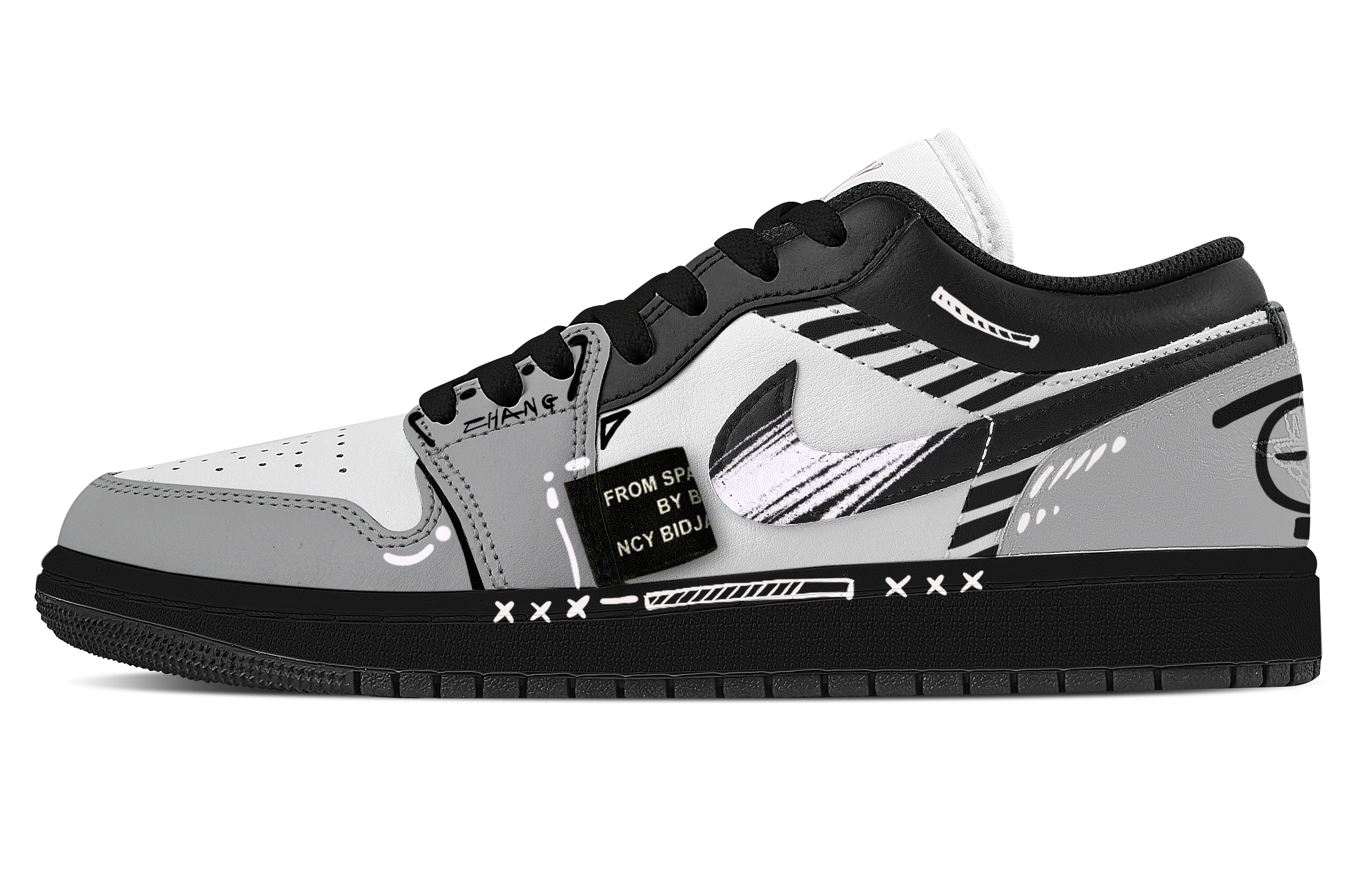 Jordan Air Jordan 1 Black Hole Product Abrasion Resistant Slip Resistant Low top Vintage Basketball Shoes Unisex Gray