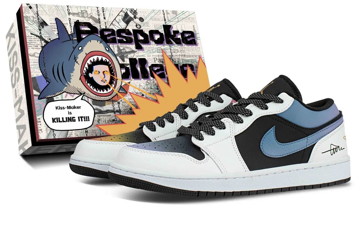 Jordan Air Jordan 1 Abrasion Resistant Low top Vintage Basketball Shoes Unisex Blue Red