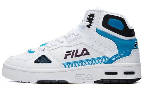 FILA Teratach 600 Synthetic Leather Mid top Vintage Basketball Shoes Men's White Blue