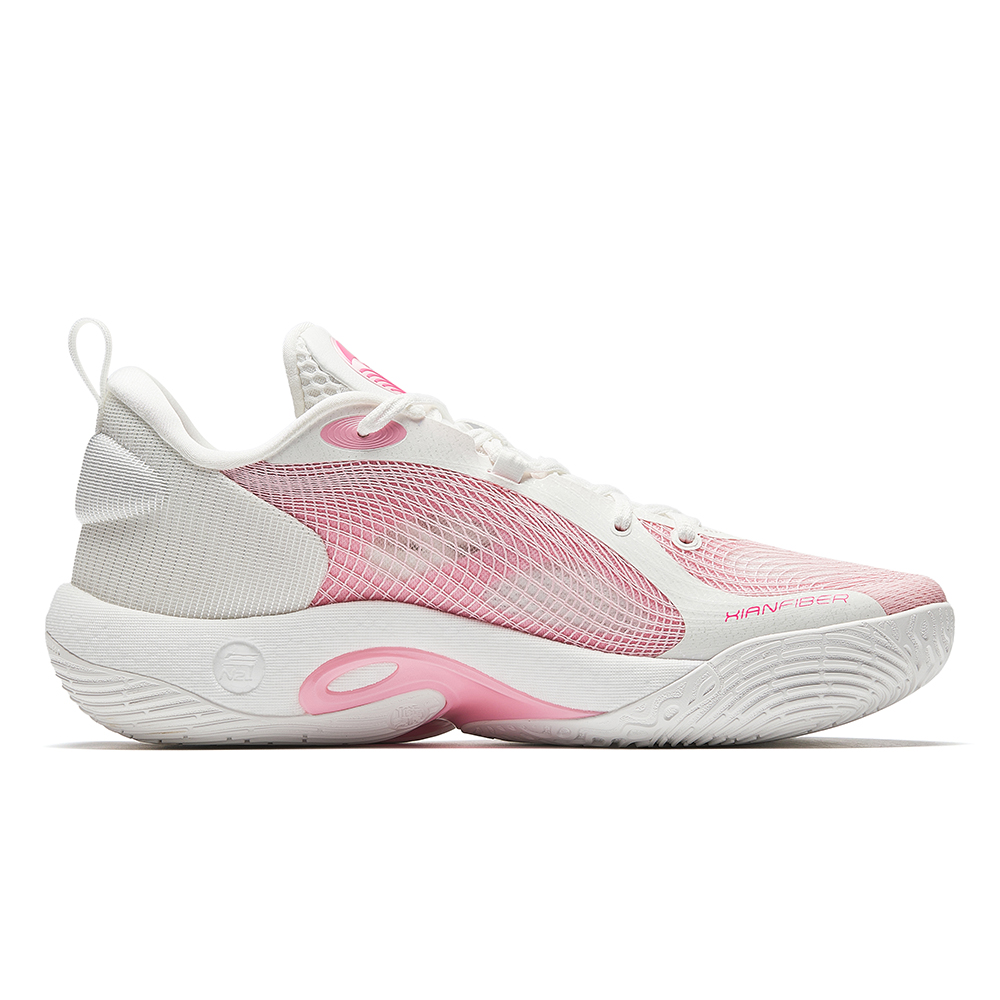 Anta Cushioning Slip Resistant Low top Basketball Shoes Men’s White Pink