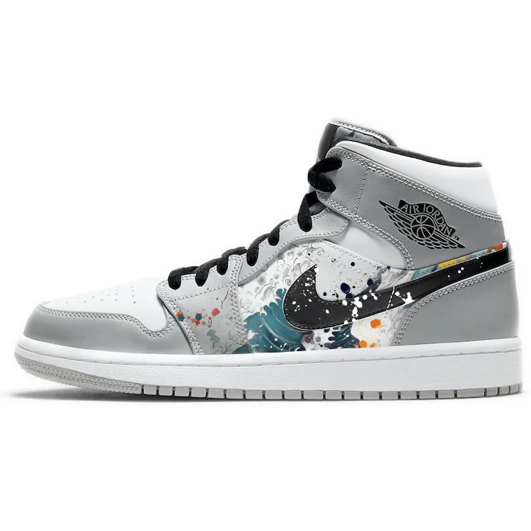 Jordan Air Jordan 1 Vintage Basketball Shoes Men's Mid Top White/Gray