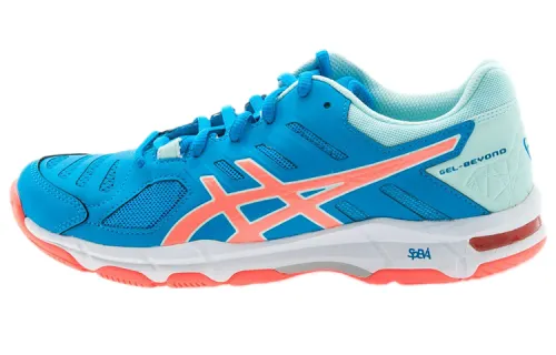 Asics Gel-Beyond 5 comfortable and breathable volleyball shoes for women, blue and orange