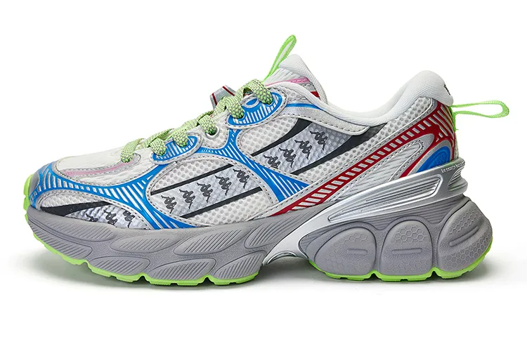 Kappa Back to Back Abrasion Resistant Low top Chunky Sneakers Unisex White Silver Blue