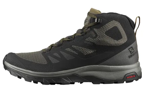 SALOMON Abrasion Resistant Mid top Mountaineering Hiking Shoes Men's Black Green