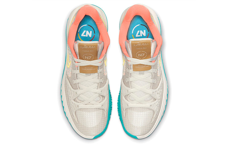 Кроссовки Nike Kyrie Low 4 (бежевый / зеленый / оранжевый) — Бежевый / зелёный / оранжевый — фото 4
