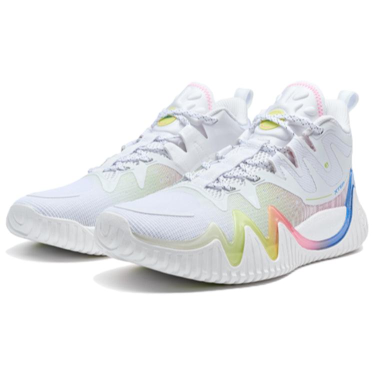 XTEP Abrasion Resistant Rebound High top Basketball Shoes Men’s White Green Pink