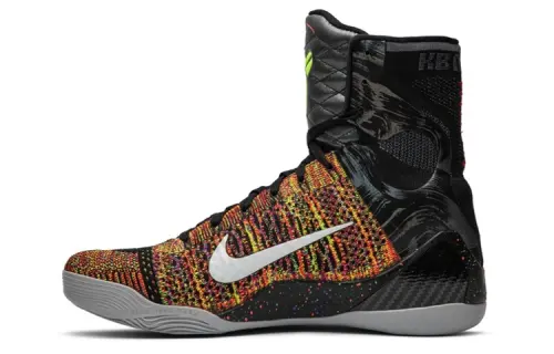 Nike Kobe 9 Elite Masterpiece Round Toe Lace Up High Top Practical Basketball Shoes Men's Black Silver