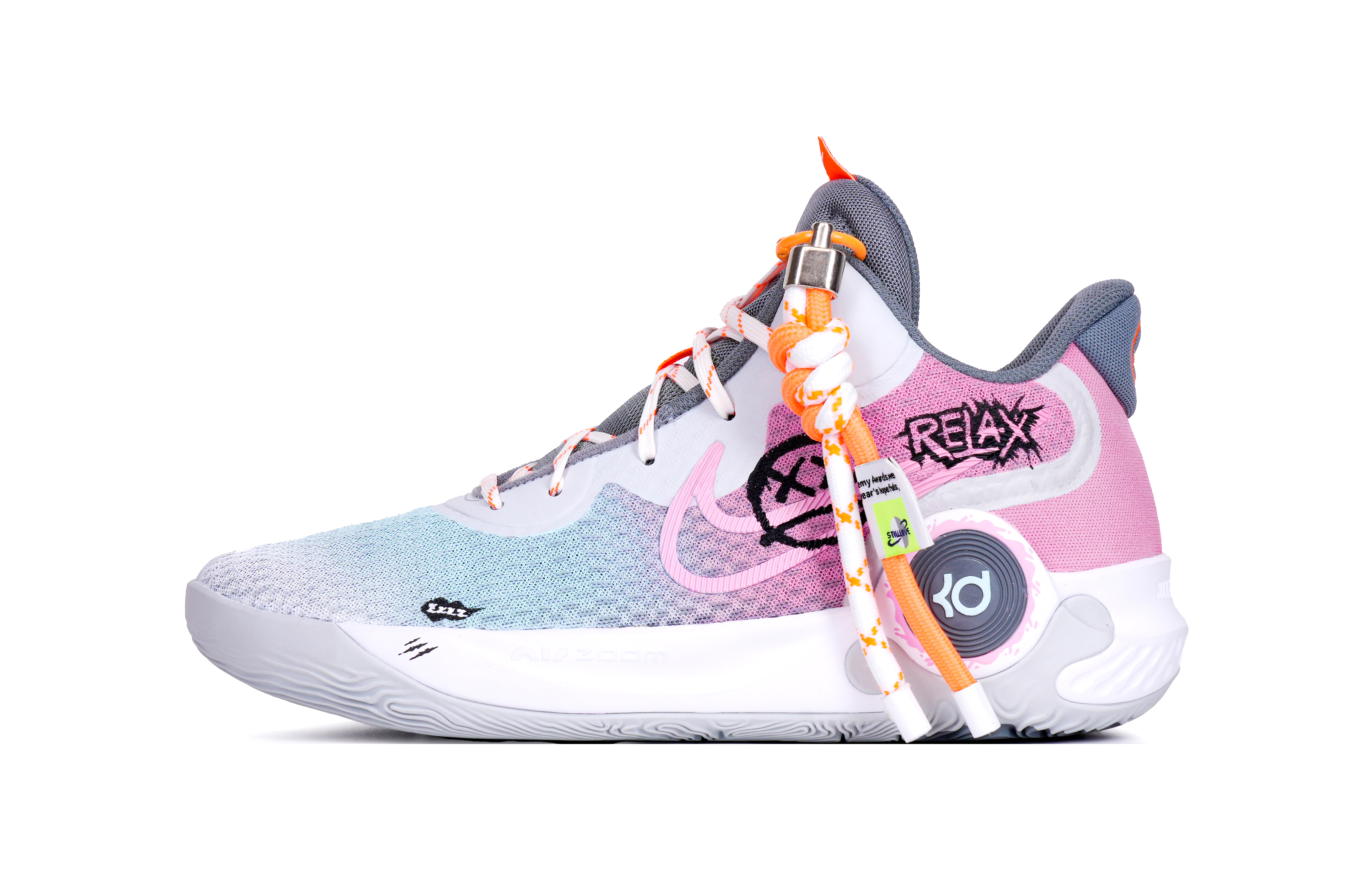 Nike KD Trey 5 IX Cushioning Abrasion Resistant Breathable Mid top Basketball Shoes Unisex Pink Blue