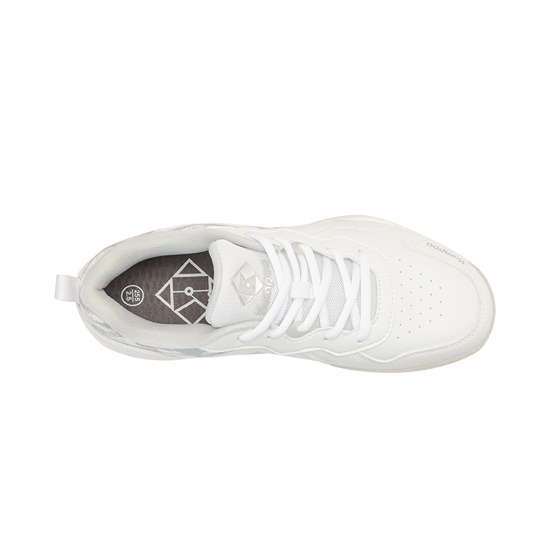 KUMPOO Cushioning Slip Resistant Breathable Low top Badminton Shoes Unisex White Silver