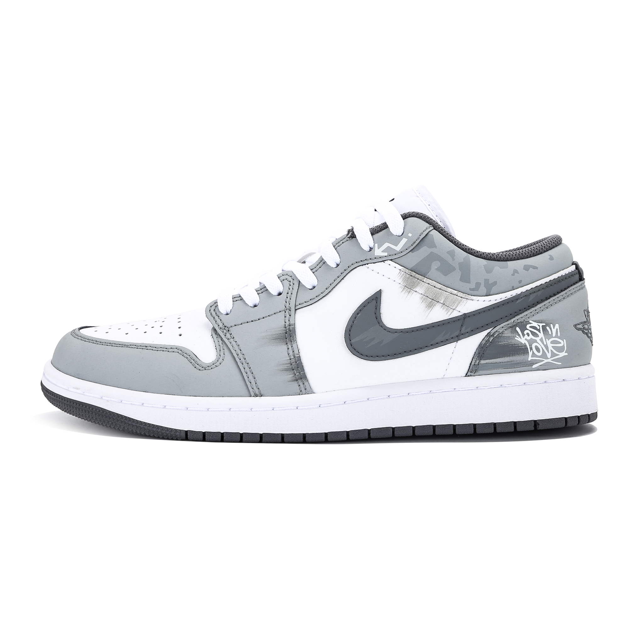 Jordan Air Jordan 1 Abrasion Resistant Abrasion Resistant Low top Vintage Basketball Shoes Unisex Gray