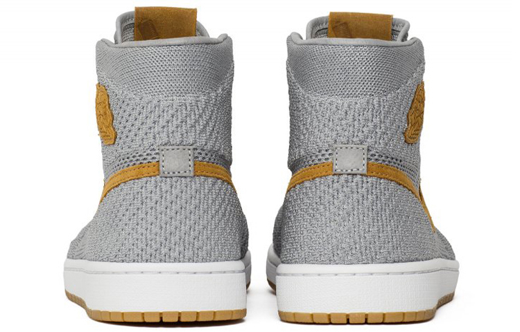 Мужские кроссовки Jordan Air Jordan 1 Retro High Flyknit (серо-желтые) — Серый / жёлтый — фото 3