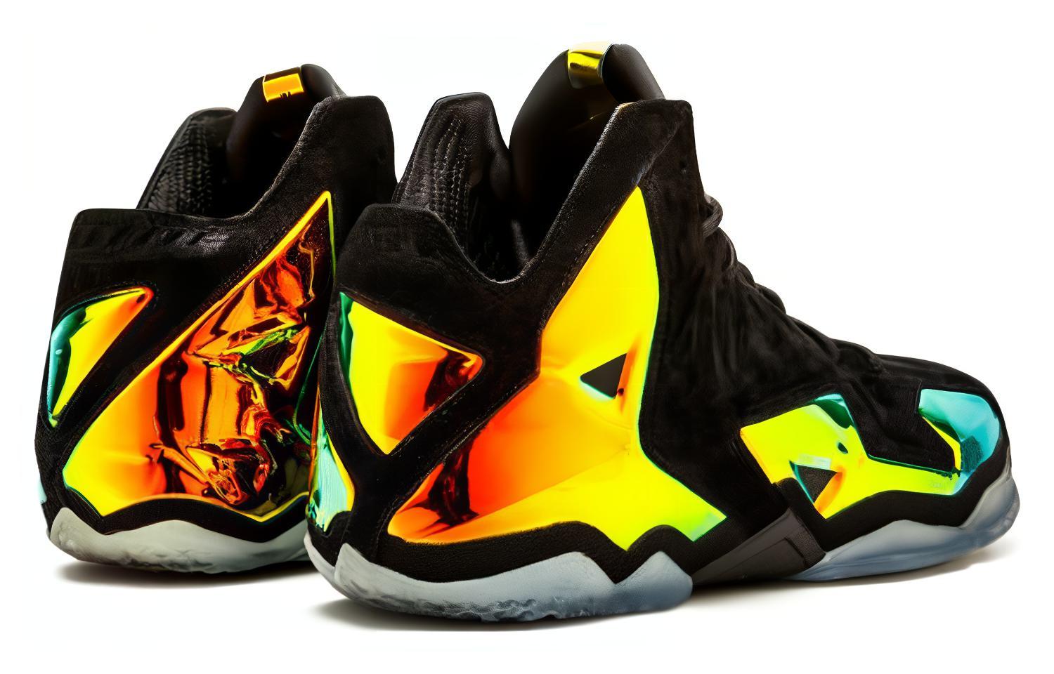 Мужские кроссовки Nike Lebron 11 EXT Kings Crown (черно-оранжевые) — фото 4