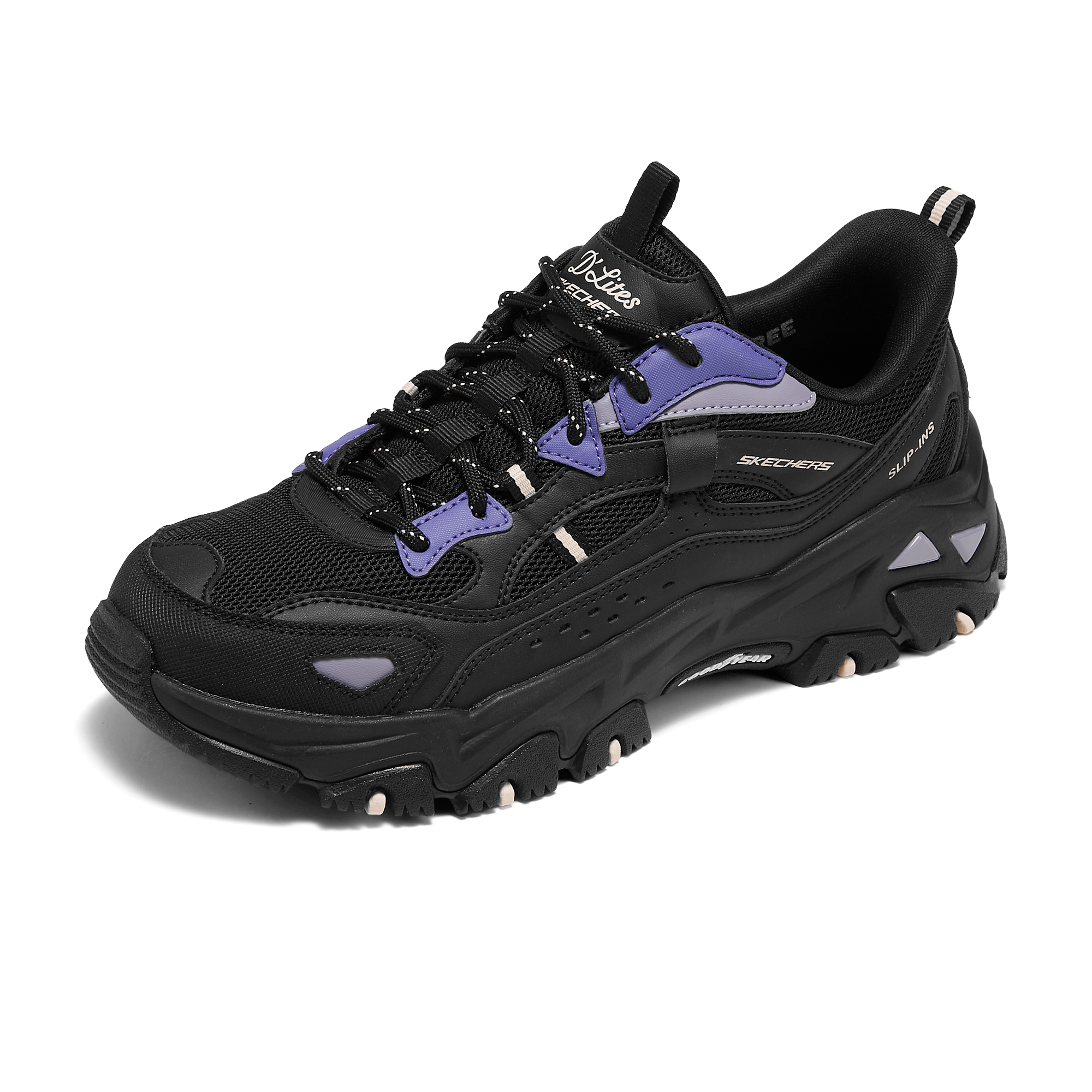 Skechers Abrasion Resistant Low top Casual Shoes Women’s Black Purple