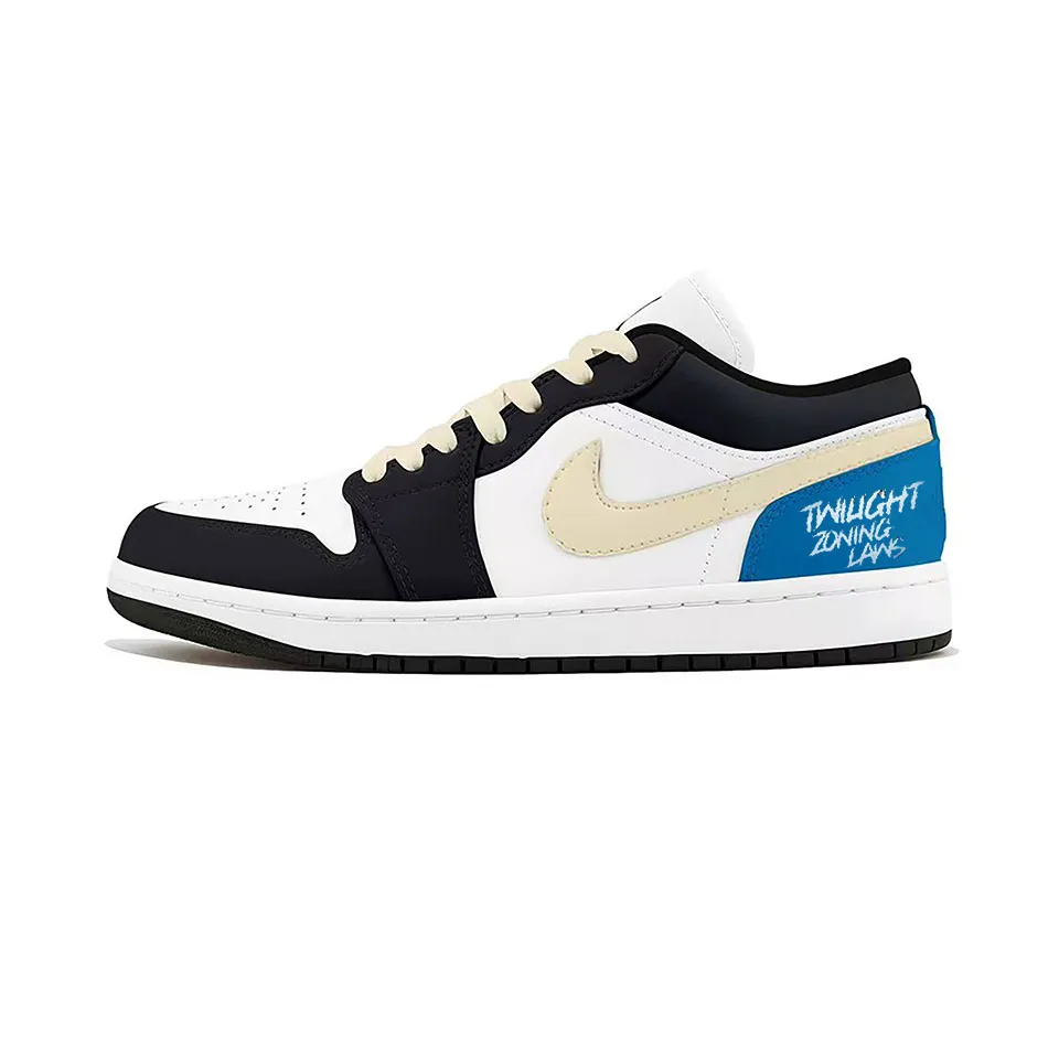Jordan Air Jordan 1 Dark Night Abrasion Resistant Low top Vintage Basketball Shoes Unisex Black Blue