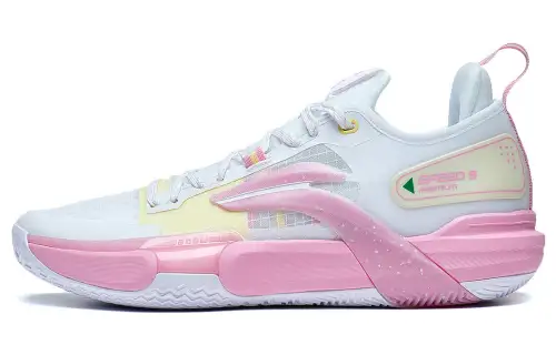 LiNing Li Ning Blitz 9 Premium PRM Summer Edition Peach Elastic Support and Flexibility Anti-slip and Wear-Resistant Low-top Basketball Shoes Men's Pink White