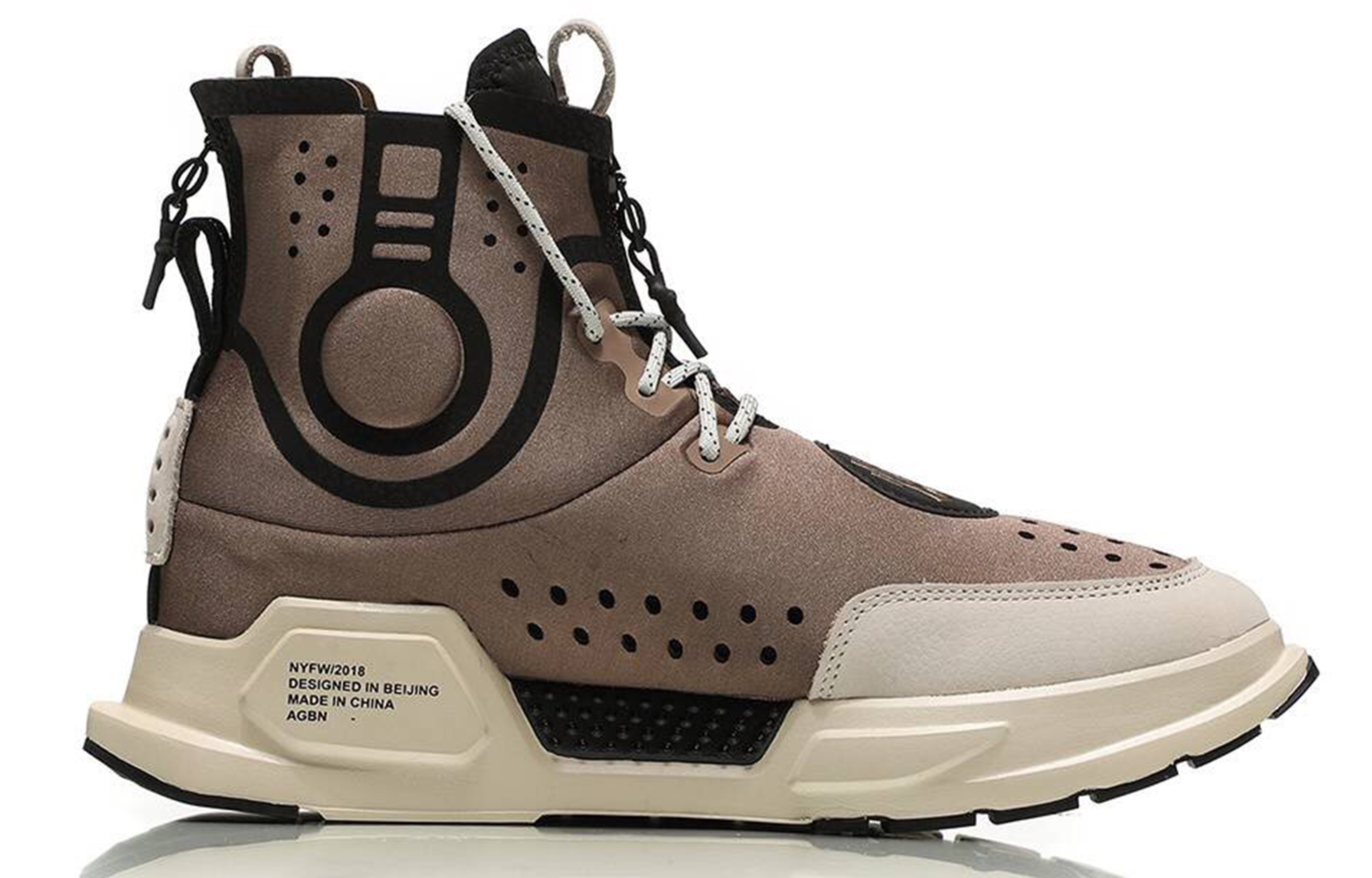 Li Ning Rekindled Cushioning Slip Resistant Abrasion Resistant High top Vintage Basketball Shoes Men’s Brown