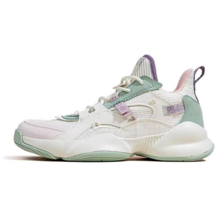 QIAODAN Cushioning, Wear Resistant High top Basketball Shoes Women’s Ivory/Jade Green