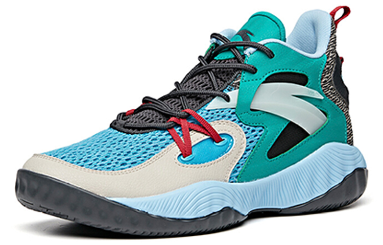Anta Wind Tunnel 1 Slip Resistant, Abrasion Resistant, Lightweight Mid top Basketball Shoes Men’s Blue Green