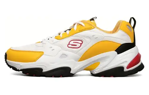 Skechers Stamina V2 Textile, Synthetic Leather Low top Chunky Sneakers Men's White Yellow