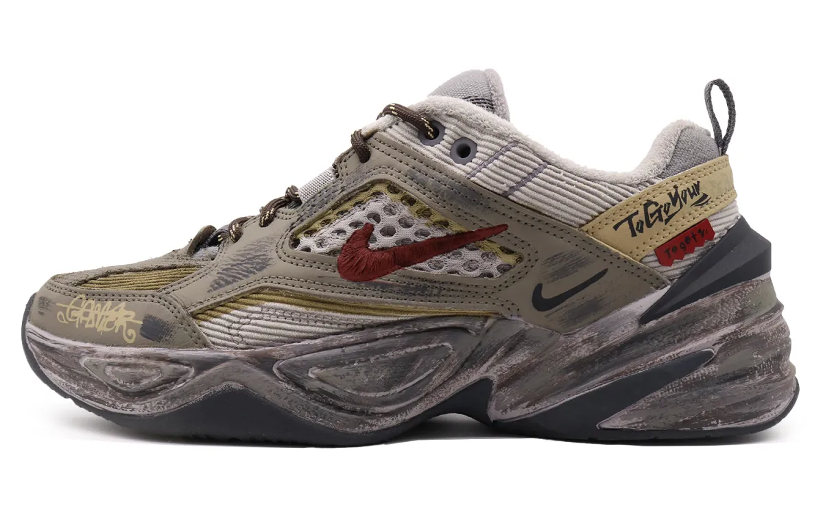 Nike M2K Tekno Abrasion Resistant Abrasion Resistant Low top Chunky Sneakers Unisex Tan