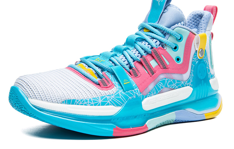361° AG1 Pro Ice Rocky Mesh Cushioning Slip Resistant Abrasion Resistant Mid top Basketball Shoes Men’s Blue Pink