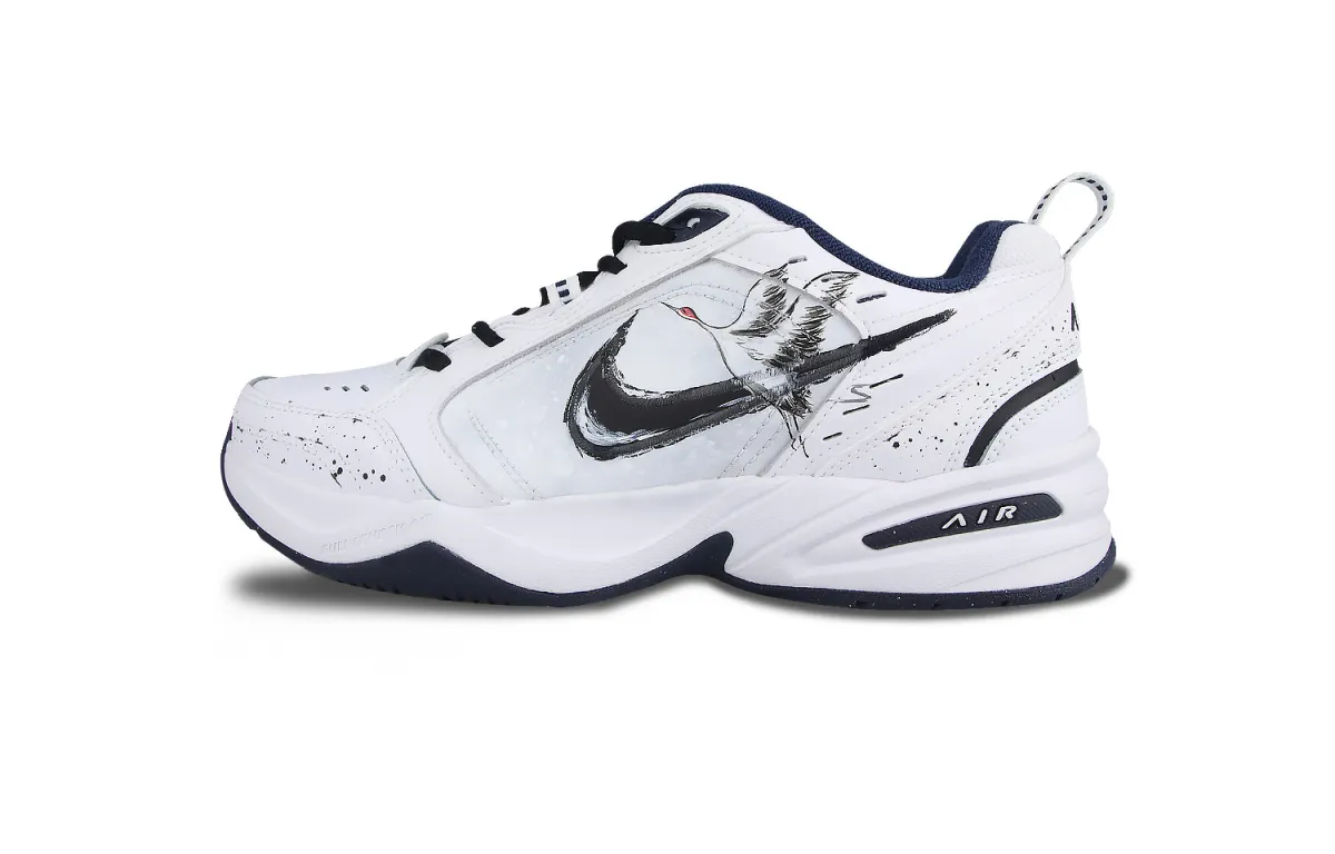 Nike Air Monarch 4 PU Leather Low top Chunky Sneakers Unisex Black White