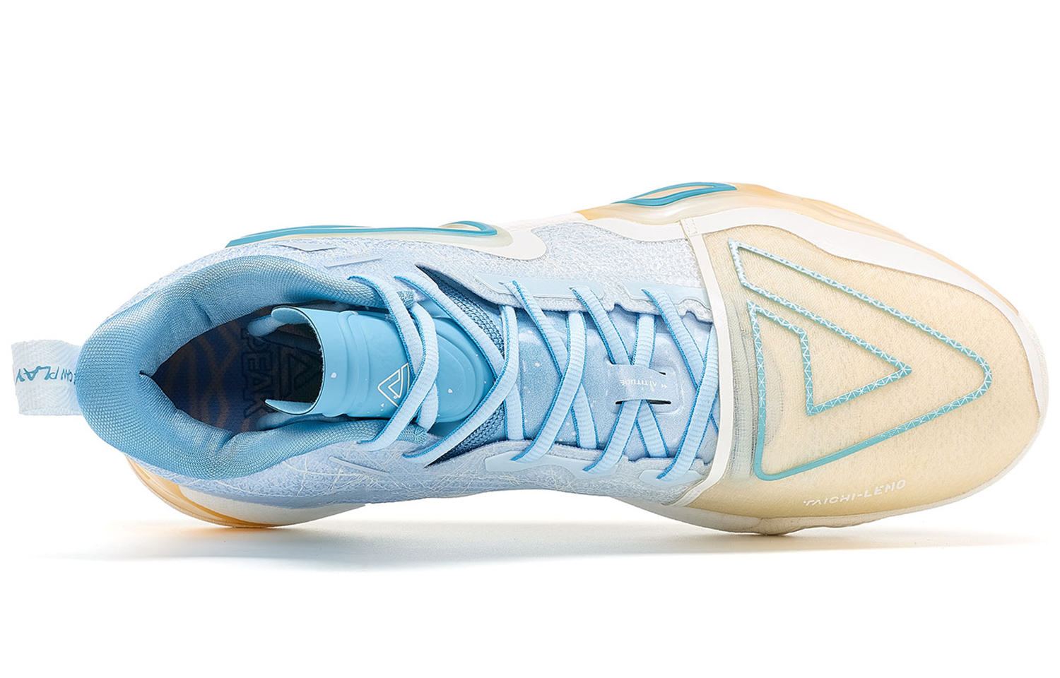 PEAK Surfing The Big Triangle 2.0 Comfortable Mid top Performance Basketball Shoes Men’s Blue Yellow Gradient