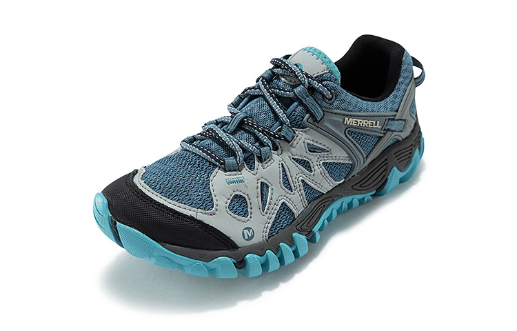 MERRELL All Out Blaze Lightweight Slip Resistant Abrasion Resistant Low top Outdoor Shoes Women’s Light Blue Black