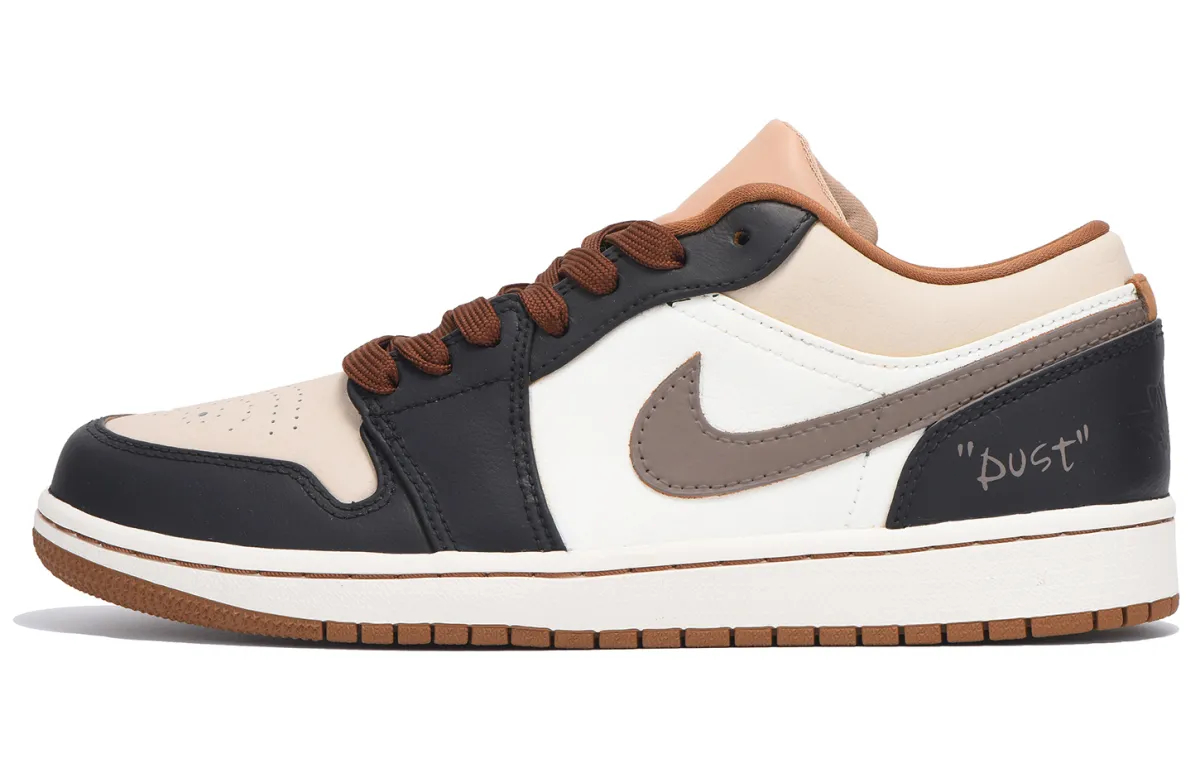 Jordan Air Jordan 1 Slip Resistant Coverage Balance Impact Resistant Low top Vintage Basketball Shoes Men's Black Brown