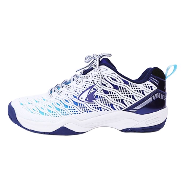 DOUBLEFISH Slip Resistant Abrasion Resistant Low top Badminton Shoes Unisex White Blue