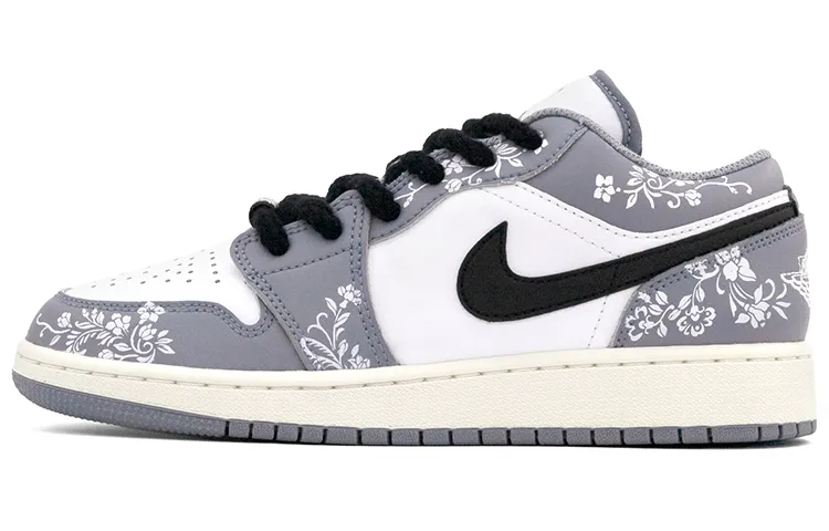 Jordan Air Jordan 1 Low top Vintage Basketball Shoes Women's Gray White