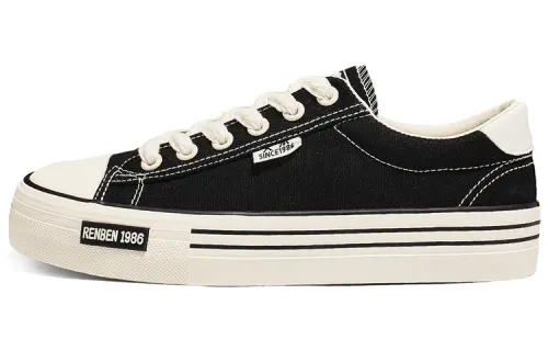 RENBEN Slip Resistant, Abrasion Resistant, Breathable Low top Canvas Shoes Men's Black