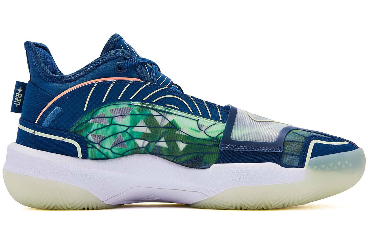 UZIS X PEAK State Extremely Large Triangle 1.0 Basketball Shoes Men’s Mid Top Port Blue/White