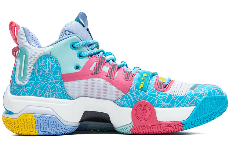 361° AG1 Pro Ice Rocky Mesh Cushioning Slip Resistant Abrasion Resistant Mid top Basketball Shoes Men’s Blue Pink
