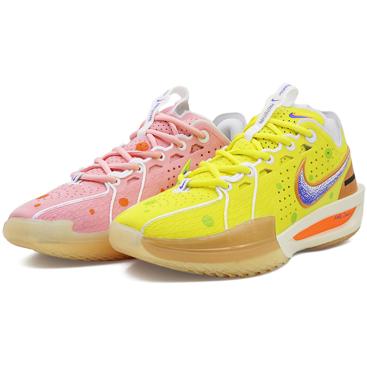 Nike G.T. Cut 3 Slip Resistant Abrasion Resistant Low top Basketball Shoes Unisex Yellow Pink