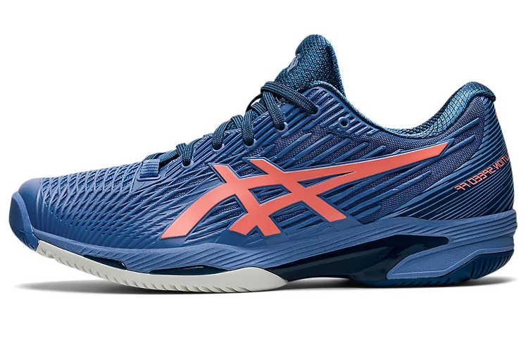Asics Solution Speed FF 2 Textile Synthetic Leather Comfort Low Top Tennis Shoes Men's Ocean Blue