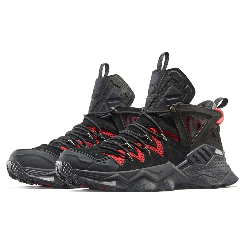RAX Slip Resistant, Breathable, Lightweight Mid top Outdoor Shoes Men’s Black Red