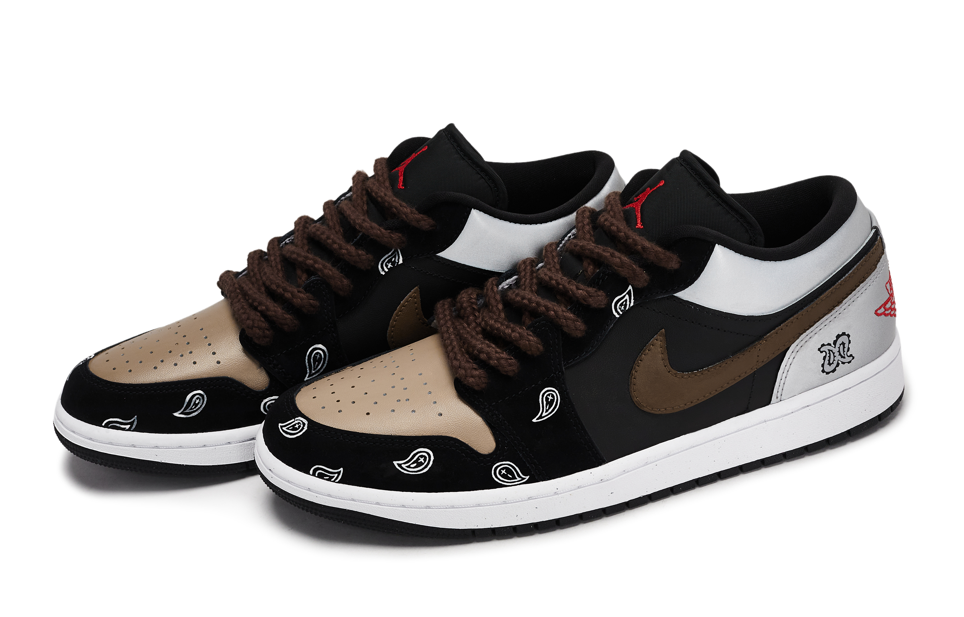 Jordan Air Jordan 1 Vintage Basketball Shoes Men’s Low Top Black/White/Gray/Silver