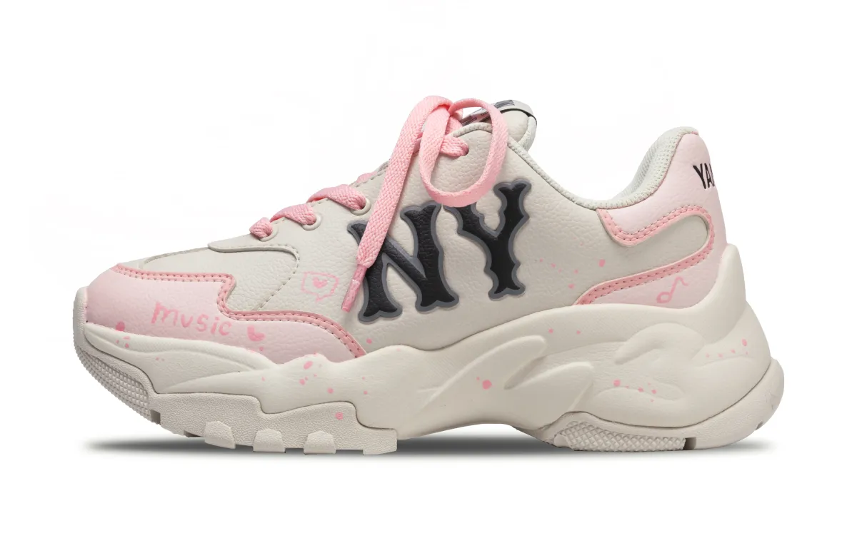 MLB Big Ball Chunky Sweet Rhythm Slip Resistant Abrasion Resistant Low top Chunky Sneakers Women's Pink