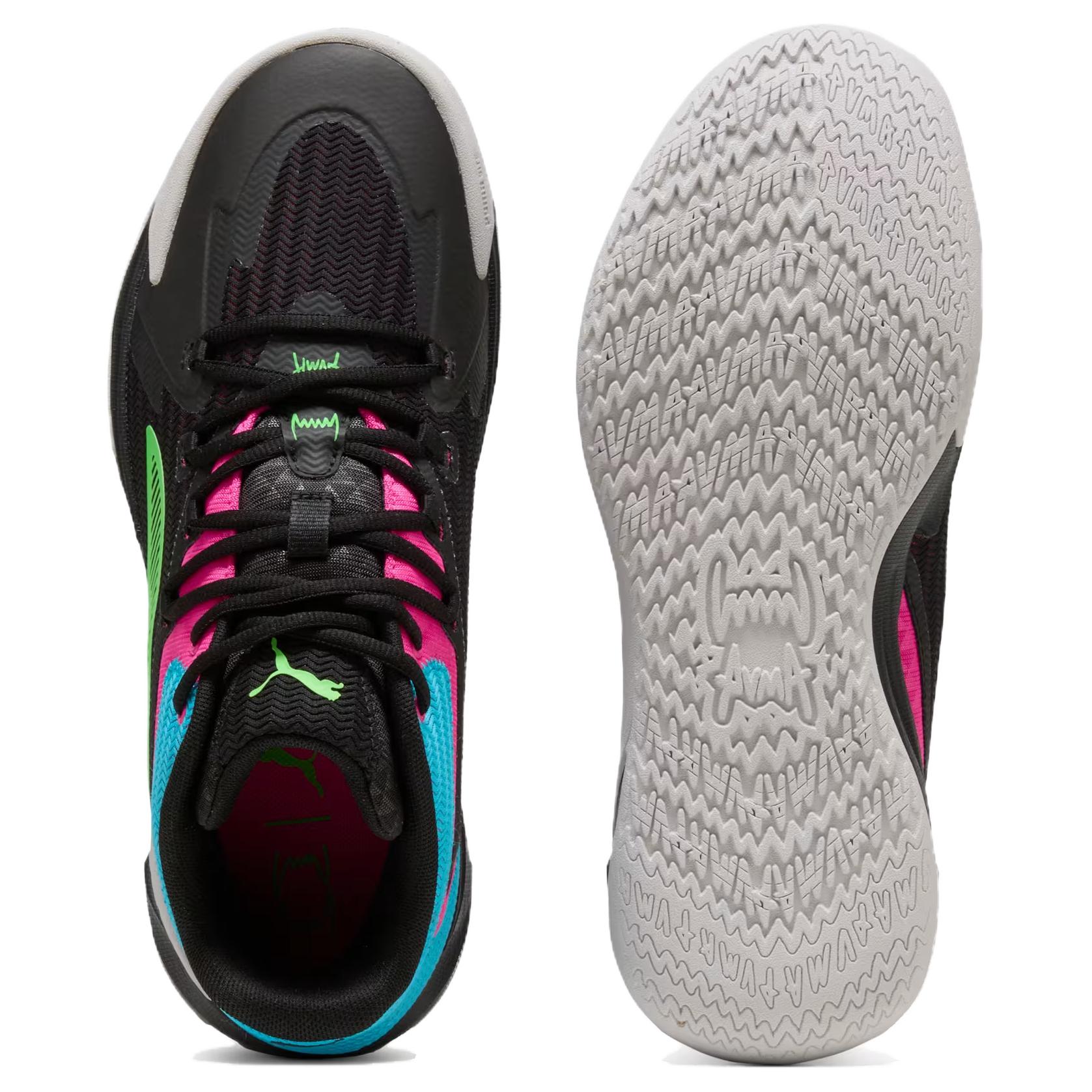 PUMA Slip Resistant Abrasion Resistant Mid top Basketball Shoes Unisex Black Pink