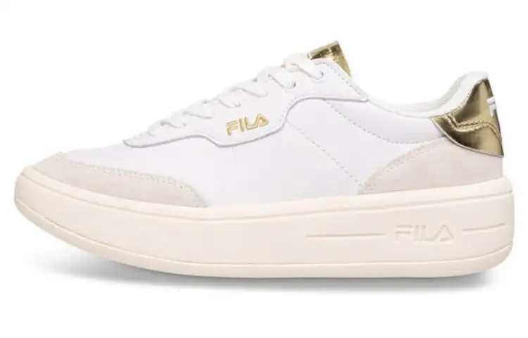 FILA Premium Cushioning Abrasion Resistant Cushioning, Wear Resistant Low top Tennis Shoes Women's White Gold