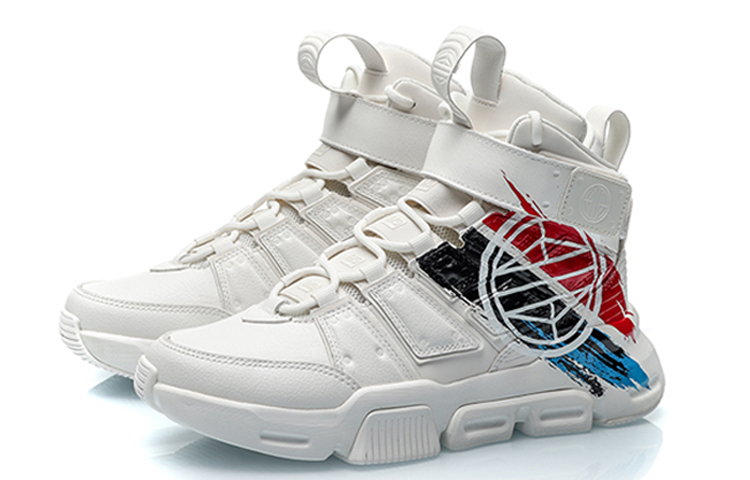 Li Ning Suo Collection, Wending Abrasion Resistant Breathable High top Vintage Basketball Shoes White