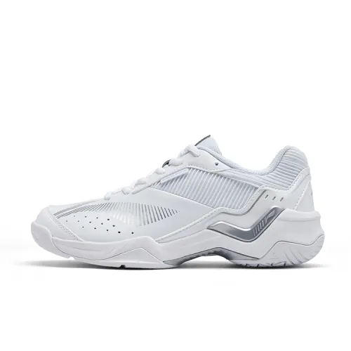 Li Ning Thunder Sonic Boom Cushioning Slip Resistant Breathable Low top Badminton Shoes Unisex White Silver