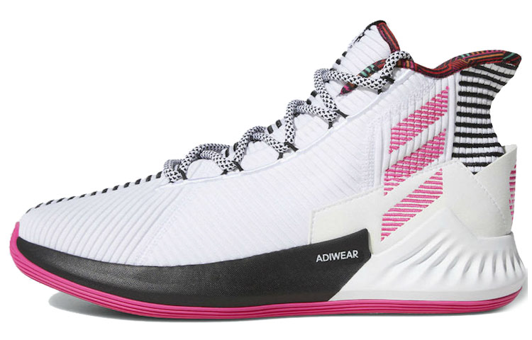 Мужские кроссовки adidas adidas D Rose 9 (бело-черно-розовые)