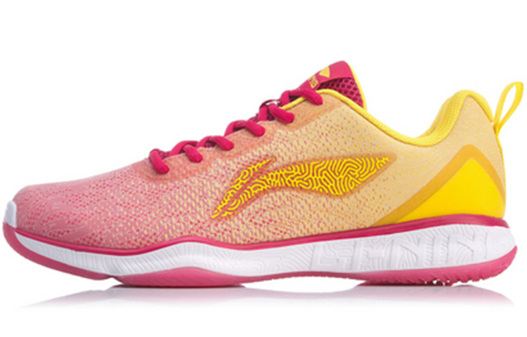 Li Ning Slip Resistant, Abrasion Resistant, Breathable, Lightweight Low top Badminton Shoes Unisex Rose Red