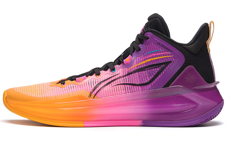 Li Ning Liren 3 Danxia Mid top Performance Basketball Shoes Men’s Orange Purple Black